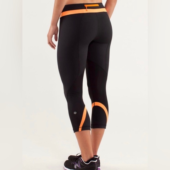 Lululemon Run: Inspire Crop II Black / Creamsicle Pop - Picture 1 of 9